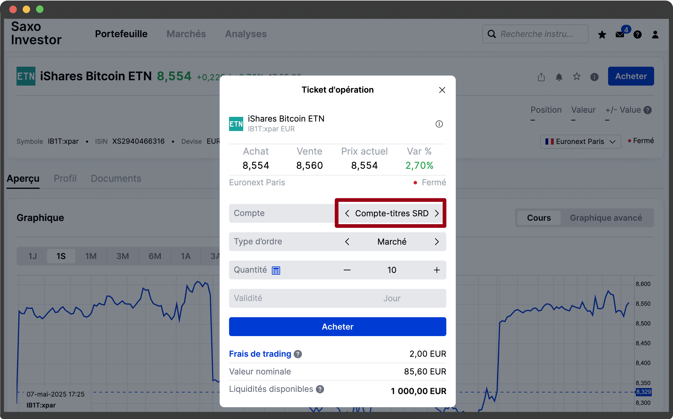 Guide Achat ETF BTC chez Saxo Bank - Le Comptoir des Cryptos